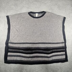 J.Jill Poncho Womens OS Striped‎ Wool Blend Pullover Sweater Boho Lagenlook